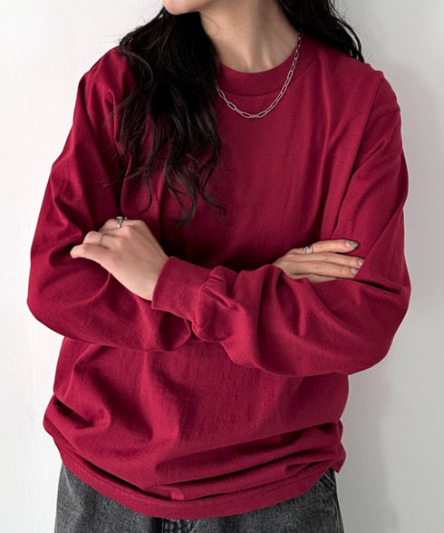 PRO CLUB(プロクラブ) / 6.5オンス スーパーヘビーウェイト クルーネック 長袖 無地 ロンT / Heavyweight Cotton Long Crew Neck T-Shirt | IM2213016 | バーガンディー