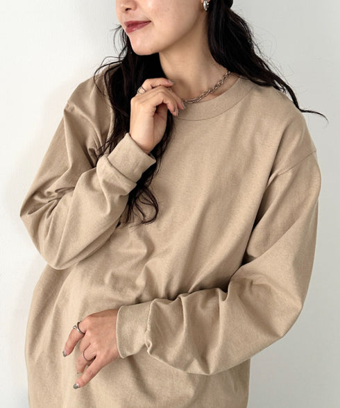 PRO CLUB(プロクラブ) / 6.5オンス スーパーヘビーウェイト クルーネック 長袖 無地 ロンT / Heavyweight Cotton Long Crew Neck T-Shirt | IM2213016 | ベージュ