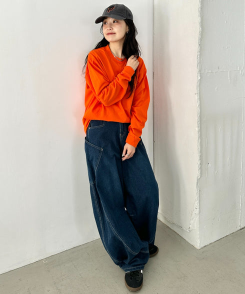 PRO CLUB(プロクラブ) / 6.5オンス スーパーヘビーウェイト クルーネック 長袖 無地 ロンT / Heavyweight Cotton Long Crew Neck T-Shirt | IM2213016 | オレンジ