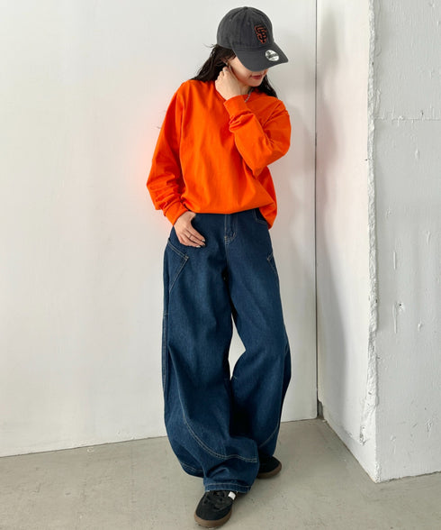 PRO CLUB(プロクラブ) / 6.5オンス スーパーヘビーウェイト クルーネック 長袖 無地 ロンT / Heavyweight Cotton Long Crew Neck T-Shirt | IM2213016 | オレンジ