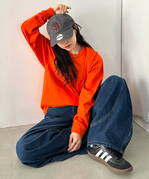 PRO CLUB(プロクラブ) / 6.5オンス スーパーヘビーウェイト クルーネック 長袖 無地 ロンT / Heavyweight Cotton Long Crew Neck T-Shirt | IM2213016 | オレンジ