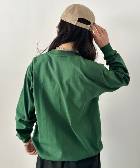 PRO CLUB(プロクラブ) / 6.5オンス スーパーヘビーウェイト クルーネック 長袖 無地 ロンT / Heavyweight Cotton Long Crew Neck T-Shirt | IM2213016 | ダークグリーン