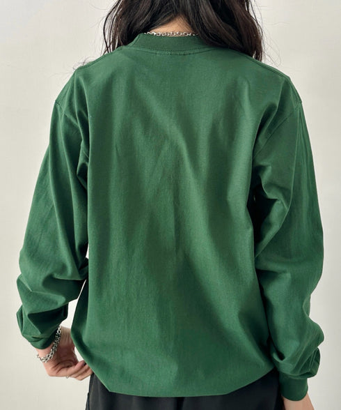 PRO CLUB(プロクラブ) / 6.5オンス スーパーヘビーウェイト クルーネック 長袖 無地 ロンT / Heavyweight Cotton Long Crew Neck T-Shirt | IM2213016 | ダークグリーン
