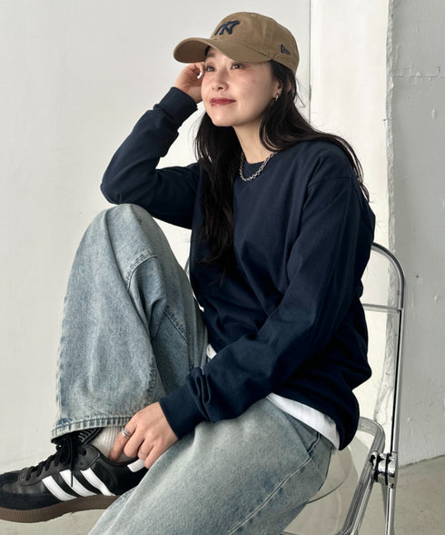 PRO CLUB(プロクラブ) / 6.5オンス スーパーヘビーウェイト クルーネック 長袖 無地 ロンT / Heavyweight Cotton Long Crew Neck T-Shirt | IM2213016 | ネイビー