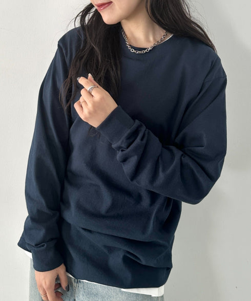 PRO CLUB(プロクラブ) / 6.5オンス スーパーヘビーウェイト クルーネック 長袖 無地 ロンT / Heavyweight Cotton Long Crew Neck T-Shirt | IM2213016 | ネイビー