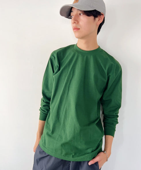 PRO CLUB(プロクラブ) / 6.5オンス スーパーヘビーウェイト クルーネック 長袖 無地 ロンT / Heavyweight Cotton Long Crew Neck T-Shirt | IM2213016 | ダークグリーン