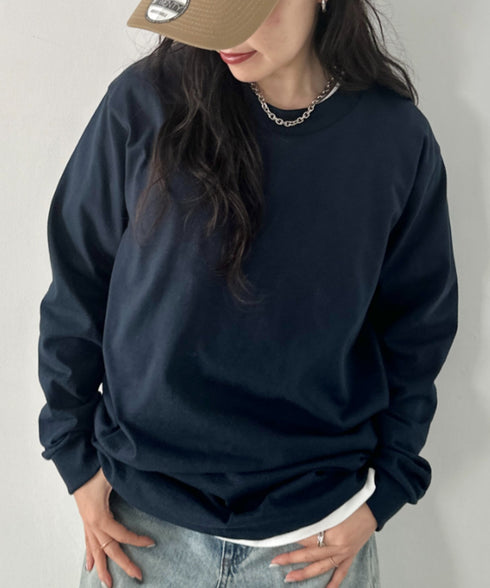 PRO CLUB(プロクラブ) / 6.5オンス スーパーヘビーウェイト クルーネック 長袖 無地 ロンT / Heavyweight Cotton Long Crew Neck T-Shirt | IM2213016 | ネイビー