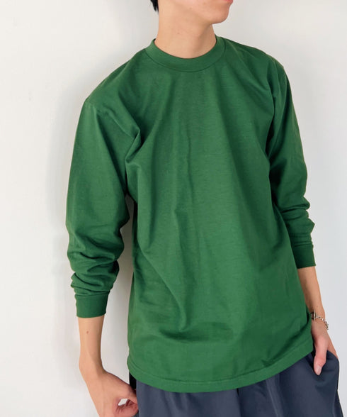 PRO CLUB(プロクラブ) / 6.5オンス スーパーヘビーウェイト クルーネック 長袖 無地 ロンT / Heavyweight Cotton Long Crew Neck T-Shirt | IM2213016 | ダークグリーン