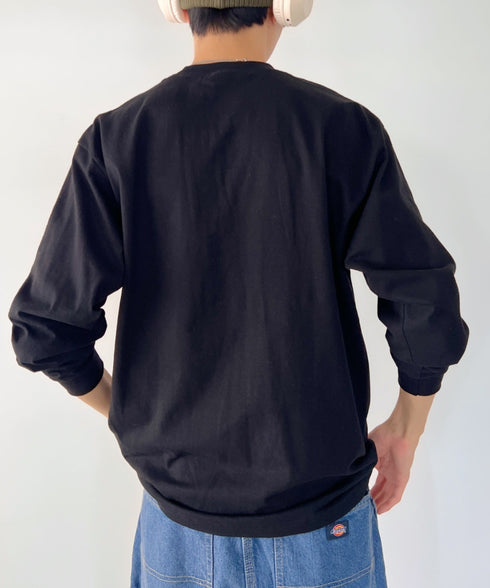 PRO CLUB(プロクラブ) / 6.5オンス スーパーヘビーウェイト クルーネック 長袖 無地 ロンT / Heavyweight Cotton Long Crew Neck T-Shirt | IM2213016 | ブラック