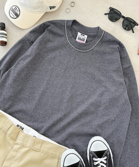 PRO CLUB(プロクラブ) / 6.5オンス スーパーヘビーウェイト クルーネック 長袖 無地 ロンT / Heavyweight Cotton Long Crew Neck T-Shirt | IM2213016 | チャコールグレー