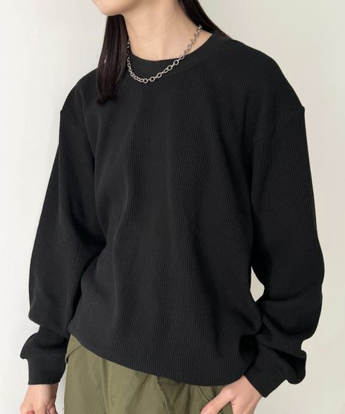 PRO CLUB (プロクラブ) / ヘビーウェイト サーマル ワッフル ロンT 8.1オンス / Heavyweight Cotton Long Sleeve Thermal Top | IM2213017 | ブラック