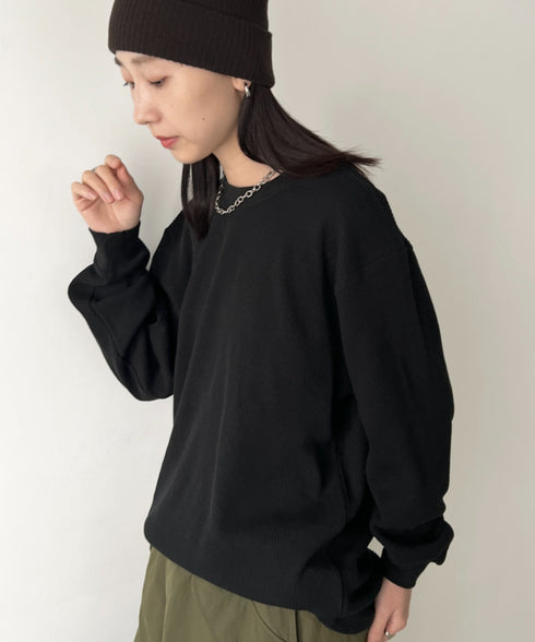 PRO CLUB (プロクラブ) / ヘビーウェイト サーマル ワッフル ロンT 8.1オンス / Heavyweight Cotton Long Sleeve Thermal Top | IM2213017 | ブラック