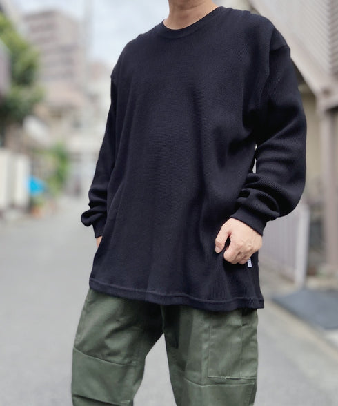 PRO CLUB (プロクラブ) / ヘビーウェイト サーマル ワッフル ロンT 8.1オンス / Heavyweight Cotton Long Sleeve Thermal Top | IM2213017 | ブラック