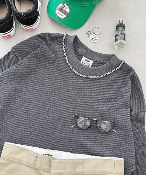 PRO CLUB (プロクラブ) / ヘビーウェイト サーマル ワッフル ロンT 8.1オンス / Heavyweight Cotton Long Sleeve Thermal Top | IM2213017 | チャコールグレー