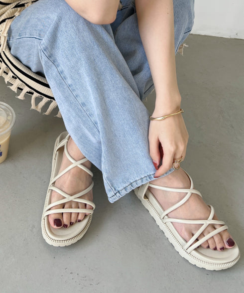 クロスストラップ厚底サンダル | EV2221378 | アイボリー