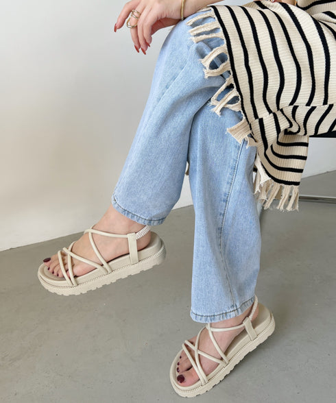 クロスストラップ厚底サンダル | EV2221378 | アイボリー