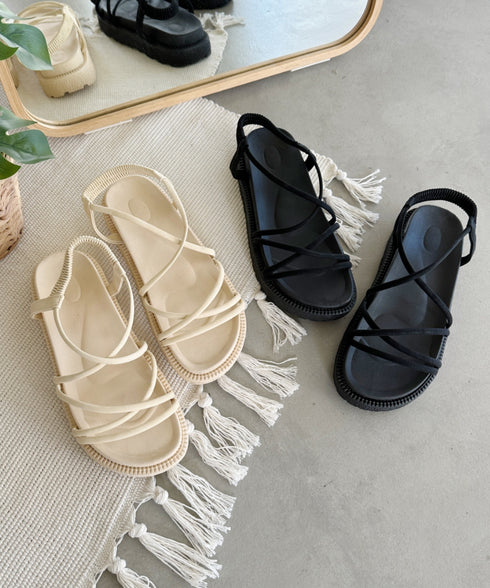 クロスストラップ厚底サンダル | EV2221378 | アイボリー