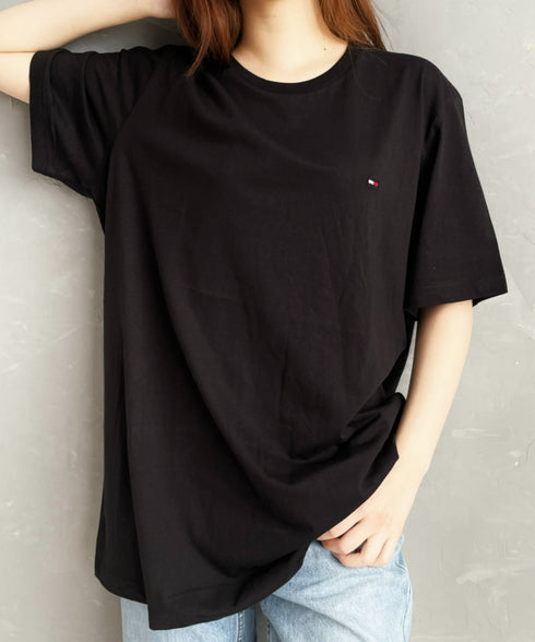 TOMMY HILFIGER(トミーヒルフィガー) / Core Flag Tee フラッグロゴ刺繍 半袖 Tシャツ | IL2222012 | ブラック
