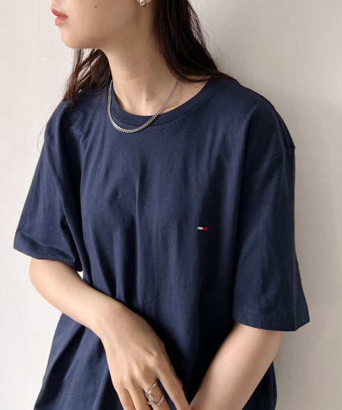 TOMMY HILFIGER(トミーヒルフィガー) / Core Flag Tee フラッグロゴ刺繍 半袖 Tシャツ | IL2222012 | ネイビー