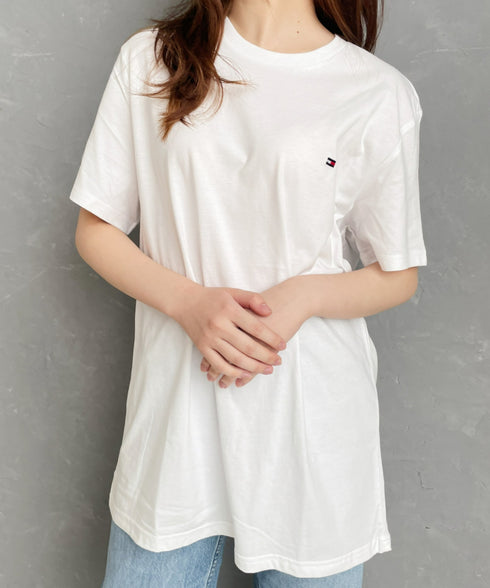 TOMMY HILFIGER(トミーヒルフィガー) / Core Flag Tee フラッグロゴ刺繍 半袖 Tシャツ | IL2222012 | ホワイト