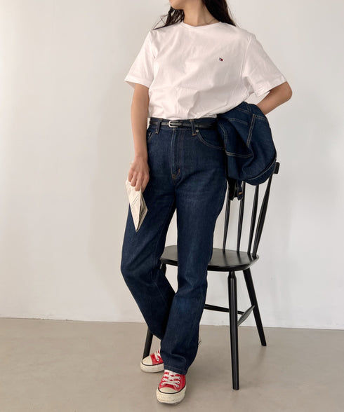 TOMMY HILFIGER(トミーヒルフィガー) / Core Flag Tee フラッグロゴ刺繍 半袖 Tシャツ | IL2222012 | ホワイト