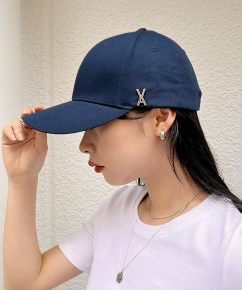 VARZAR(バザール)/Stud logo over fit ball cap/スタッズ ロゴ オーバーフィット ベースボール キャップ | IL5221041 | ネイビー