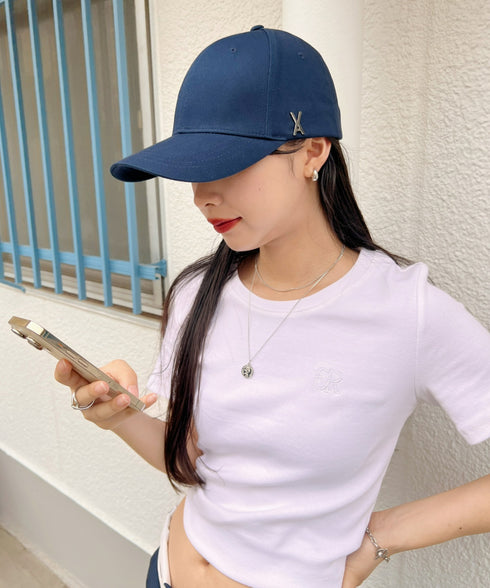 VARZAR(バザール)/Stud logo over fit ball cap/スタッズ ロゴ オーバーフィット ベースボール キャップ | IL5221041 | ネイビー