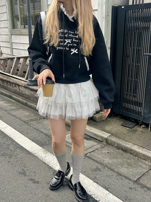 裏起毛リボンポイントフーディー | SL2244669 | ブラック