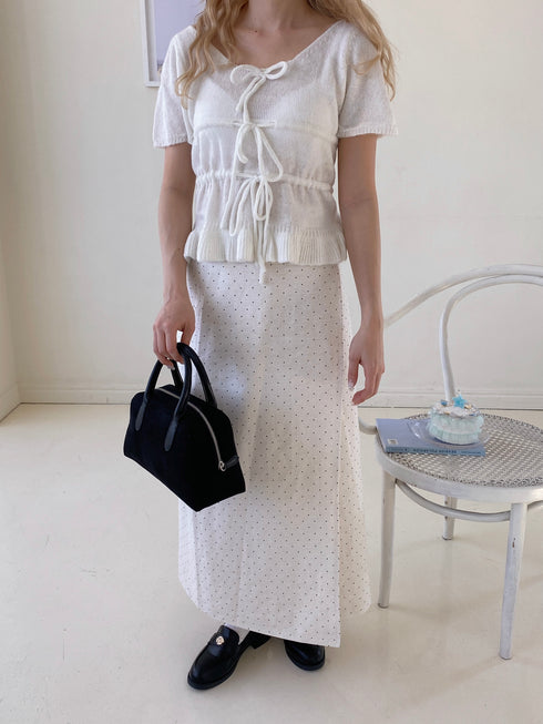 リボンパフスリーブ半袖ニット | SL2252613 | アイボリー