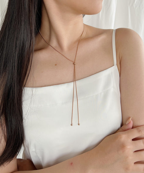 【ステンレス】スライダーボウタイロングネックレス | IS4221732 | ピンク