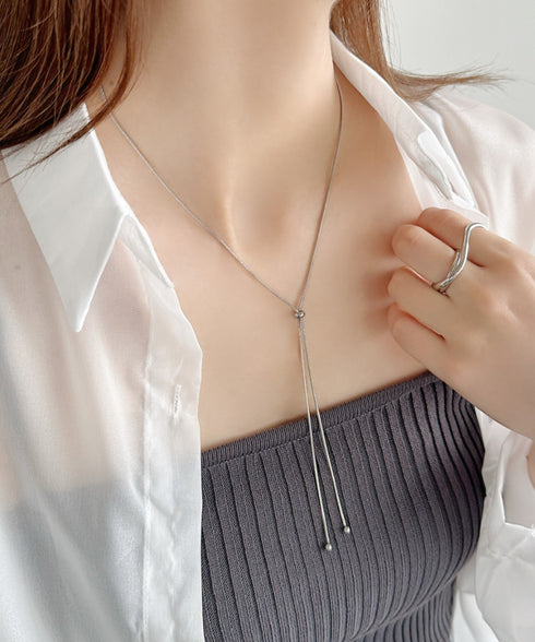 【ステンレス】スライダーボウタイロングネックレス | IS4221732 | シルバー