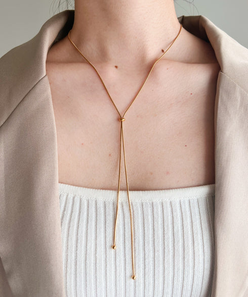 【ステンレス】スライダーボウタイロングネックレス | IS4221732 | ピンク