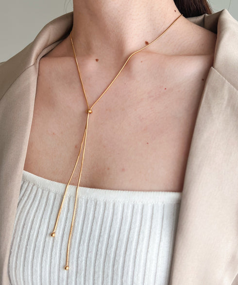 【ステンレス】スライダーボウタイロングネックレス | IS4221732 | ピンク