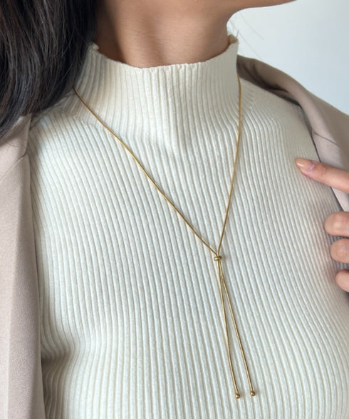 【ステンレス】スライダーボウタイロングネックレス | IS4221732 | ゴールド