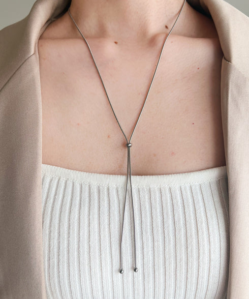 【ステンレス】スライダーボウタイロングネックレス | IS4221732 | シルバー