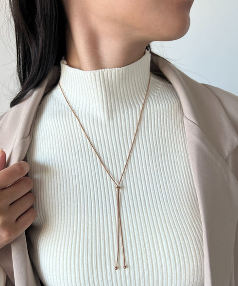 【ステンレス】スライダーボウタイロングネックレス | IS4221732 | ピンク