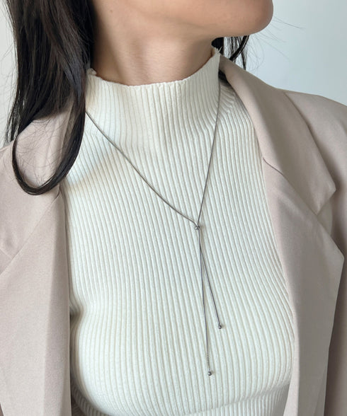 【ステンレス】スライダーボウタイロングネックレス | IS4221732 | シルバー