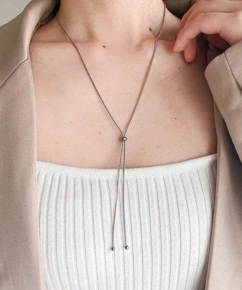 【ステンレス】スライダーボウタイロングネックレス | IS4221732 | シルバー