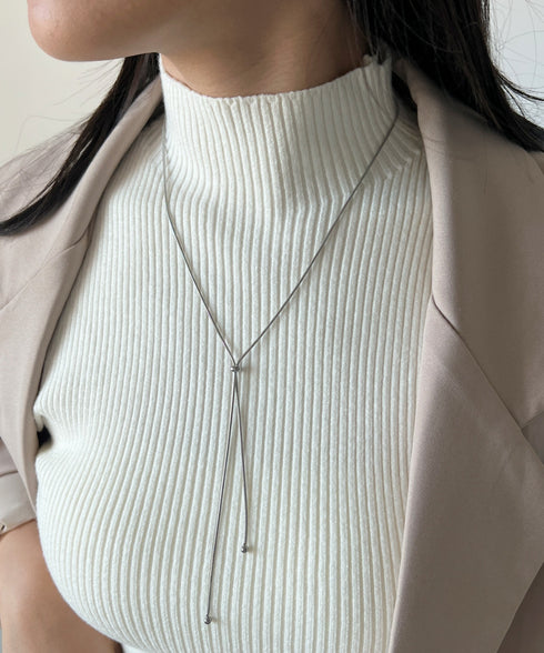 【ステンレス】スライダーボウタイロングネックレス | IS4221732 | シルバー