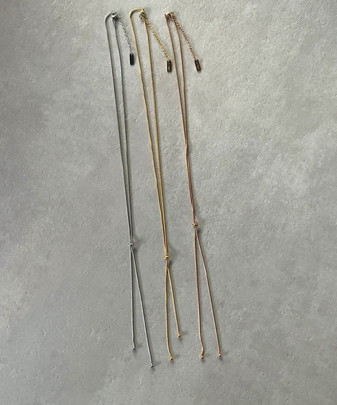 【ステンレス】スライダーボウタイロングネックレス | IS4221732 | ピンク