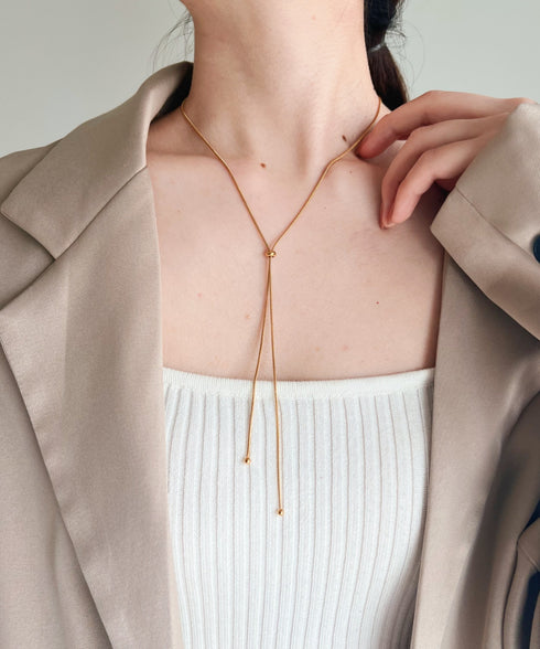 【ステンレス】スライダーボウタイロングネックレス | IS4221732 | ピンク