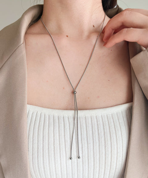 【ステンレス】スライダーボウタイロングネックレス | IS4221732 | シルバー