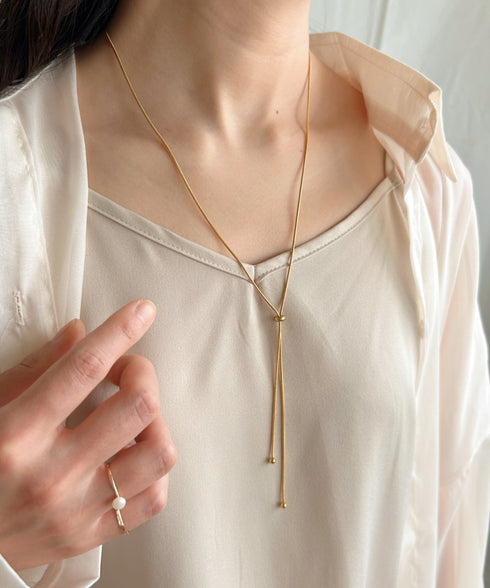 【ステンレス】スライダーボウタイロングネックレス | IS4221732 | ゴールド