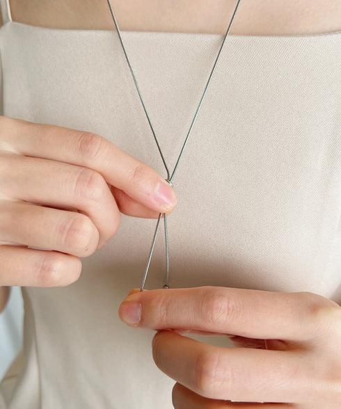 【ステンレス】スライダーボウタイロングネックレス | IS4221732 | シルバー