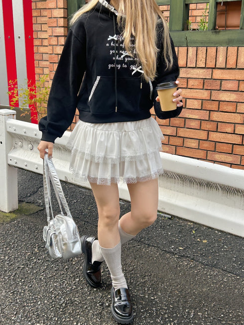 裏起毛リボンポイントフーディー | SL2244669 | ブラック