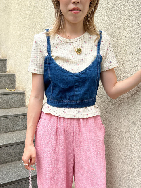 レトロフラワーワッフルTシャツ | SL2231719 | クリーム