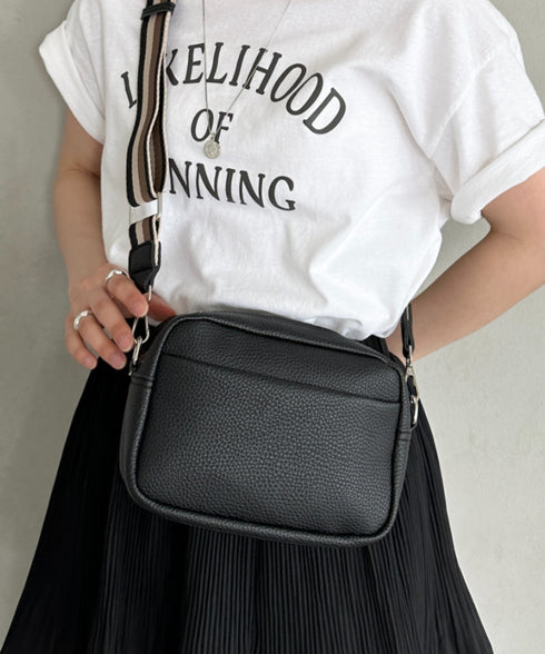 square leather shoulder bag/PUスクエアミニショルダーバッグ | CL1223288 | ブラック