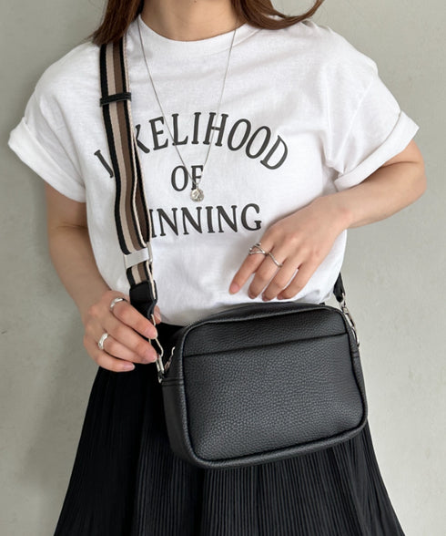 square leather shoulder bag/PUスクエアミニショルダーバッグ | CL1223288 | ブラック