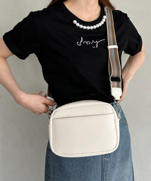 square leather shoulder bag/PUスクエアミニショルダーバッグ | CL1223288 | アイボリー