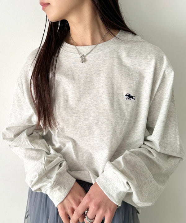 POLO CHAMPS/ポロチャンプス 別注 ワンポイント刺繍 オーバーサイズ ロンT | CL2223297 | ライトグレー